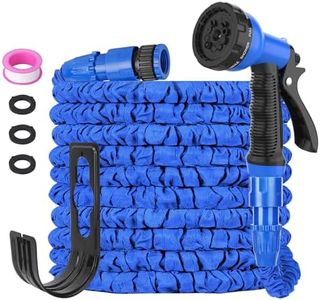 100FT Hose Pipe, Expandable Garden Hose with 8 Modes Spray Gun, 3 Times Flexible Expanding Water Hose with 3/4", 1/2" Connectors Lightweight & Anti-Leakage Pipe for Gardening