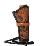 Hulara Tooled Cross Draw Holster Leather Western Gun Holster Heritage 22 Holster .38 .44 .45 .357 .358 Cowboy Holsters For revolvers 4" to 8" Heritage Rough Rider Leather Holster