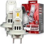 Xtremeauto H7 LED Headlight Bulb Pair - 42W 10000LM Super Bright 6000K White Conversion Kit, Compact Plug & Play H7 LED Bulbs with Front Air Cooling, IP65 Waterproof CSP 5730 LED, EMC Compatible