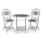 Alpine Corporation Indoor/Outdoor 3-Piece Oval Bistro Set Folding Table and Chairs Patio Seating, Bronze