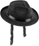 Dress Up America Jewish Rabbi Hat for Adults - Black Costume Fedora with Side Locks - One Size Fits Most