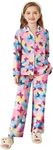 Arshiner Pajamas Set for Girls Plaid Long Sleeve Lounge Set Button Down Pj Sets Butterfly Tie Dye 5-6 Years