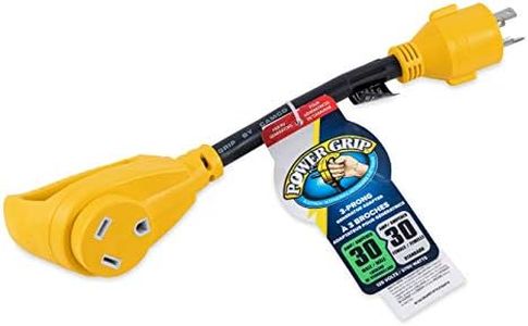 Camco 55272 12" L5-30 AMP Locking 3-Prong Plug / TT-30 30 AMP Standard Receptacle PowerGrip Generator Adapter