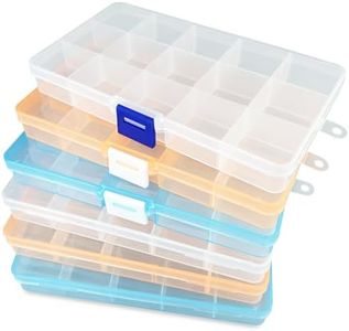 Gentpovth 6 Pezzi Scatole Portaoggetti in Plastica, con 15 Scomparti e divisori regolabili, Coperchio Custodia Rettangolare Stoccaggio Contenitore, per Gioielli, Perline, Piccoli Oggetti, Giocattoli