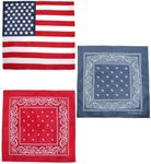 American Flag and Paisley Bandana Kit (Pack of 3), American Flag, Red Paisley, and Navy Paisley