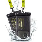 Pelican 2 Pack Marine - IP68 Waterproof Phone Pouch (Regular Size)-Floating Waterproof Phone Case for iPhone 15 Pro Max/ 14 Pro Max/ 13 Pro Max/ 12/ S24 - Detachable Lanyard - Black/Hi-Vis Yellow