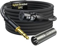 XLR Female to 1/4 Cable with XLR Male to Male Adapter Bundle, Rean Connectors from Neutrik, Kevlar-Reinforced Nylon Braided TRS to XLR Cable, Balanced Quarter Inch to XLR Female Cable, 6ft, OFC