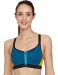 Triumph International Women's Polyamide Padded Wire Free Sports Bra (118I048_Turquoise Blue_34C)