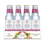 Double Dutch Pomegranate & Basil Flavoured Tonic Water 24 x 200ml bottles Low Calorie Perfect Mixer for Cocktails, No Artificial Colours Preservatives or Flavours (Pack of 24)