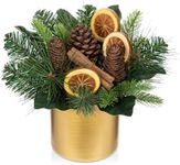 Small Christmas Tree Tabletop 10 Inch Artificial Mini Christmas Tree Decorations with Fake Lemon Slices Pine Cones Greenery for Home Holiday Party Fireplace Mantel Xmas Decor