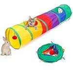 ASOCEA Collapsible Cat Tunnel Interactive Rainbow Tunnel for Indoor Cats Foldable Play Tubes with a Ball Toy for Cat Kitty Puppy Rabbit Exercising Hiding Training Running