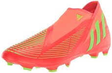 adidas Unisex Edge.3 Predator Firm Ground Soccer Shoe, Solar Red/Solar Green/Black (Laceless), 11.5 US Men