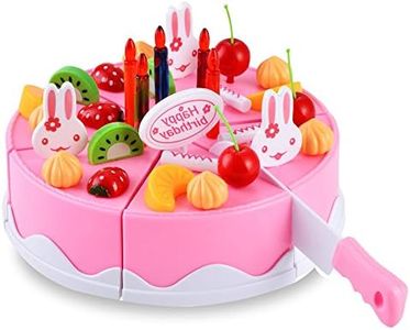 Birthday Cake Toy Food Play Set Pretend Play Children's Day Gift DIY Cutting Birthday Party Cake with Candles for Children Kids Babies Girls Classic Toy 37pcs