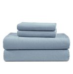 LANE LINEN 100% Cotton Flannel Sheets Set - Queen Flannel Sheets, 4-Piece Bed Sheets - Lightweight Bedding, Brushed for Extra Softness, Cozy, 15" Deep Pocket (Fits Upto 17" Mattress) - French Blue