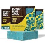 Every Man Jack Cold Processed Mens Bar Soap - Tahoe Blue Scent w/notes of Bergamot, Lemon, Freshwater Mist - Deeply Cleans & Hydrates w/Naturally Derived Ingredients - Medium Grit - (3 Pack)