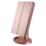 deweisn Lighted Vanity Makeup Mirror with 3X/2X/1X Magnification, 21 LED Lights and Touch Screen Dimmable Mirror, Two power Supply Mode Tabletop Makeup mirror,Travel Cosmetic Mirror(Rose Gold)