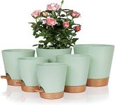 6 Pack Self Watering Pots 8/7/6.5/6/5.5/5 Inch,Indoor Modern Decorative Planter Pot,Plastic Plant Pot,Bottom Watering Plant Pots with Saucer Reservoir and Watering Lip for All House Plants