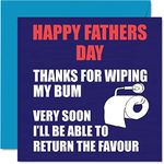 Funny Fathers Day Cards for Dad - Bum Wipe - Joke Happy Fathers Day Card for Dad from Son Daughter, Father Banter Birthday Gifts, 145mm x 145mm Father's Day Greeting Cards for Daddy Papa