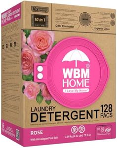 WBM 10-in-1 Laundry Pods, Total 128 Count, High Efficiency, Ultra Concentrate with Powerful Stain Lifter Technology, Fabric Softener With Rose Extracts, Detergent Pods