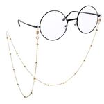 WLLHYF Glasses Chain for Women Strap Holder Around Neck, Women's Sun Reading Eyeglass Chain Hanger Face Mask Lanyard Necklace (Gold)