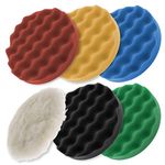 6.7" 6-Pad Waffle Foam & Wool Polishing Grip Pad Set