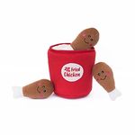 ZippyPaws - Food Buddies Burrow, Interactive Squeaky Hide and Seek Plush Dog Toy - Bucket of Chicken