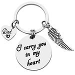 Loss of Dad Keychain I Carry You in My Heart Keyring, Dad Memorial Jewelry Key Chain for Fathers Day, Remembrance Dad Gift Sympathy Gift for Daughter Son Keepsake Bereavement Gift