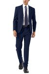 WEEN CHARM Men's Suit One Button Slim Fit 2 Piece Suits Wedding Prom Tuxedo Solid Blazer Pants Set Navy Blue