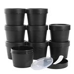 LONGWAY 3.4oz/100ml Empty Leakproof Cosmetic Pot Jars，Wide-Mouth Plastic Mask Container with Dome Lids for Beauty Products, DIY Slime Making or Travel Storage MakeUp, 100% BPA Free（Black）