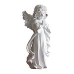 Nestasia Artisanal Figurines | White Praying Angel Statue with Wings and Smooth Finishing for Decoration, Living Room, Shelf, Mantel, Home Decor | Perfect for Gifting (11.8 Inch)