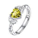 August Peridot Cubic Zirconia Ring Birthstone Jewelry Dainty Adjustable Rings for Women