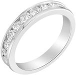 IGI Certified 1.0 Cttw Diamond 18K White Gold Channel-Set Half-Eternity Band Wedding Ring (E-F Color, I1-I2 Clarity) - Size 7