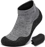 LUSWIN Mens Womens Barefoot Sock Shoes Minimalist Zero Drop Walking Shoes Comfortable Lightweight Ultra Portable Non Slip Multi-Purpose Fitness Workout Yoga Shoes, Grey Black, 12.5 Women/11 Men