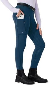 Willit Girls Fleece Horse Riding Pants Equestrian Breeches Kids Winter Riding Tights Thermal Schooling Tights Peacock Blue XXL