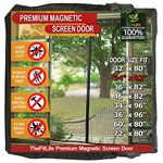 TheFitLife Magnetic Screen Door - Heavy Duty Mesh Curtain with Full Frame Hook and Loop Powerful Magnets That Snap Shut Automatically (Black, 36"x83" Fits Door Size up to 34"x82" Max)