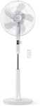 Pro Breeze 16-Inch DC Pedestal Fan, Low Energy DC Motor, 26 Speeds, 3 Modes, Dual Fan Blades, Remote Control and LED Display, 90° Oscillation for Homes, Offices & Bedrooms, White