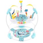 BABY JOY Baby Activity Center, Infant Jumpers and Bouncers with Music Lights Sounds, 360° Rotating Seat and 3 Adjustable Heights, Baby Play and Learning Center for 6-12 Months