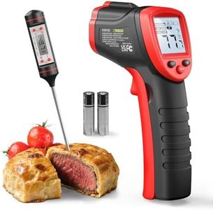 Eventek Infrared Thermometer Gun -50 ° C ~ 600 ° C (-58 ° F ~ 1112 ° F), Temperature Gun with 0.1-1.0 Emissivity and Meat Thermometer, Non-Contact Laser Thermometer Gun for Cook, Pizza Oven, Fridge