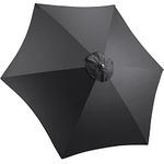 CHRISTOW Replacement Parasol Canopy 2.7m Hexagonal 6 Arms UV 30+ Protection For Garden Umbrella (Black Fabric)