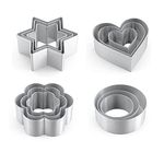 Metal Cookie Cutters Set - Star Cookie Cutter Stainless Steel Round Biscuit Cutter Heart Small Star Cookie Cutters Mini Flower Molds Cutter for Baking (12 Round Heart Flower Star Cookie Cutters)