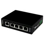 StarTech.com 5 Port Unmanaged Industrial Gigabit Ethernet Switch - DIN Rail / Wall-Mountable Network Switch - Rugged IP30 Gigabit Switch (IES51000), black