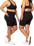 SATINA High Waisted Black Biker Shorts for Women with & Without Pockets | Workout Shorts for Gym, Running, Yoga & More | 13 & 20 Cm Inseam