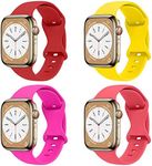 For Apple Watch Band 41mm 40mm 38mm, iWatch Bands Women Men Silicone Sport Strap Bracelet for Apple Watch Series 9 8 7 SE 6 5 4 3 2 1, 4 Pack, 38/40/41 mm S/M, Red/Yellow/Magenta/Coral