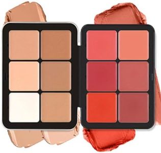 Tavolozza di correttore e fard, 12 colori, a lunga durata, a prova di macchie, dall'aspetto naturale, sfocato, 2 in 1 palette di trucco viso con correttore e fard opaco in crema (#01)