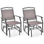 Giantex Patio Glider Chairs Set - 2 PCS Gliding Rocking Chairs w/Weather-Resistant Fabric, Heavy-Duty Metal Frame, 400 Lbs Weight Capacity, Outdoor Swing Glider for Garden, Yard, Poolside (2, Brown)