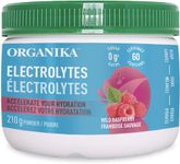 Organika Electrolytes Powder- Wild Raspberry- Sugar-Free Hydration and Electrolyte Replenishment- 210g - 60 servings