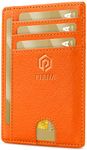 PIRNA Slim Wallet for Men & Women | RFID Blocking Minimalist Credit Card Holder – Thin Lightweight Card Wallet with Gift Box (Orange)