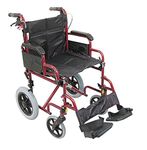 Aidapt Folding Lightweight Attendant Propelled Steel Wheelchair With 18" Seat, Twin Brakes, Lap Strap, Padded Upholstery, Removable Foot Rests and Side Panels for Privacy. Indoors and Outside