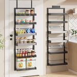 POKIPO Over the Door Pantry Organizer, 6-Tier Large Wall Mounted Storage Spice Rack, Heavy-Duty Metal Adjustable Hanging Baskets for Pantry, Bedroom, Bathroom, Living Room, Kitchen