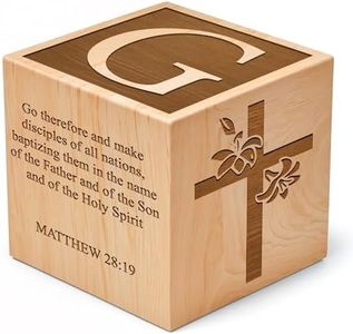 Personalized Baby Baptism Wood Block, Customized Laser Engraved Baptism Gifts for Boys & Girls, Custom Wooden Name Blocks, Personalized Catholic Bible Name Engraved Wood Blocks Handcrafted in the USA